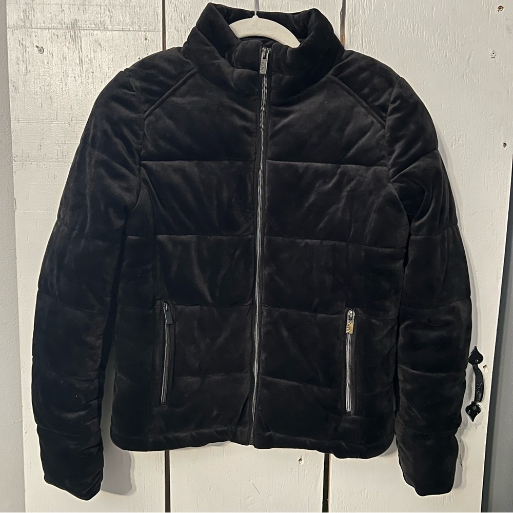 Marc New York Black Quilted Velvet Puffer Jacket Small